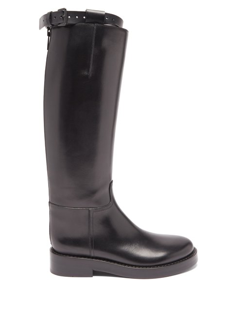 Ann Demeulemeester - Leather Riding Knee Boots Black