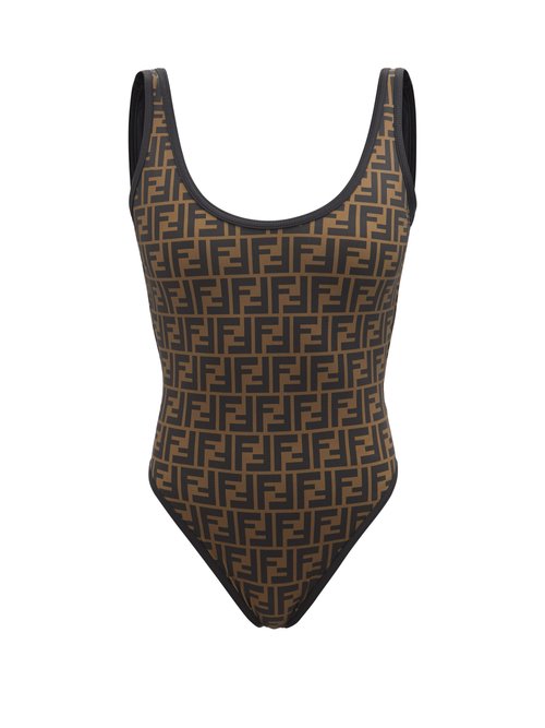Fendi Scoop-neck Logo-print Swimsuit