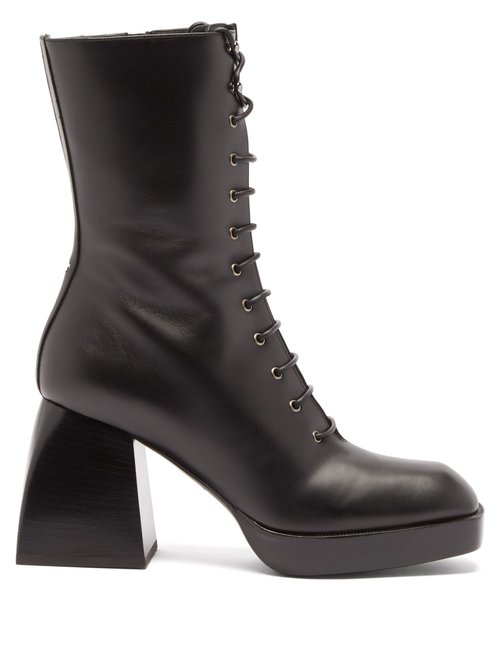 Nodaleto – Bulla Lace-up Leather Ankle Boots Black