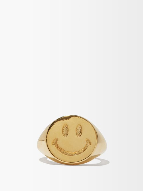 Joolz by Martha Calvo Be Happy 14kt-gold Plated Signet Ring