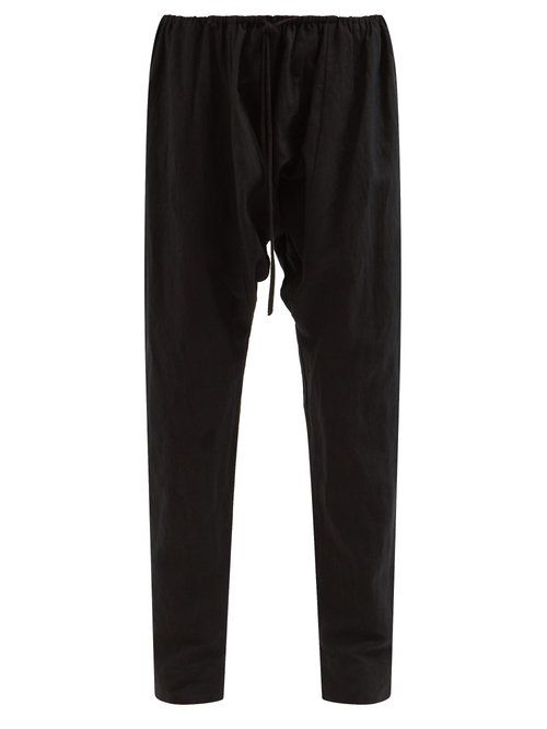 Fil De Vie - Marrakech Drawstring Linen Trousers Black Beachwear