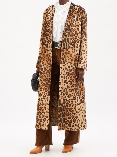 Leopard-print Cotton-blend Canvas Longline Coat | Smart Closet