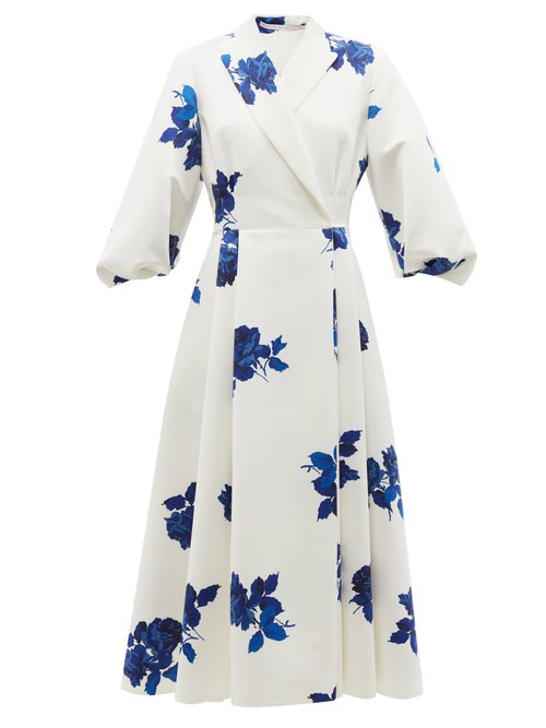 Emilia Wickstead - Goldie Floral-print Faille Midi Dress White Multi