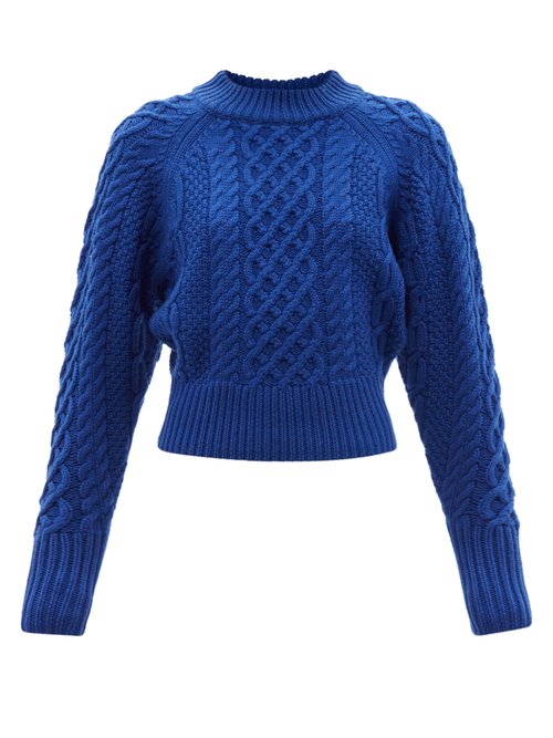 Emilia Wickstead - Emory Cable-knit Wool Sweater Blue