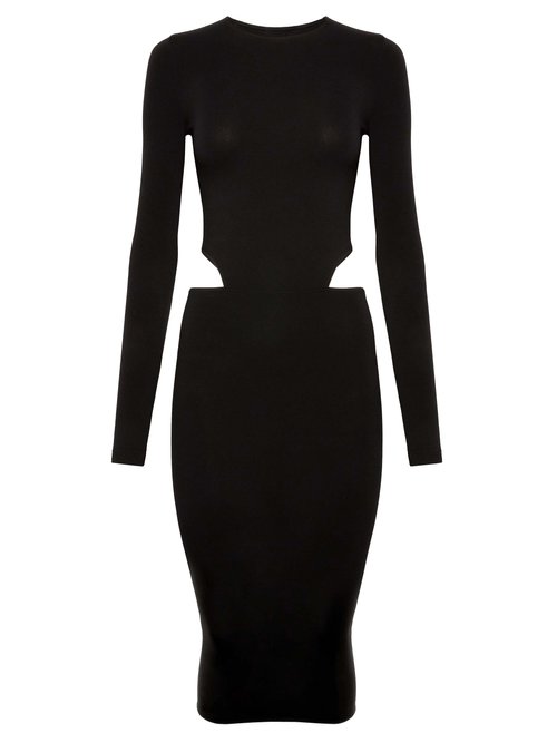 Wolford X Amina Muaddi - Cutout Long-sleeve Jersey Dress Black