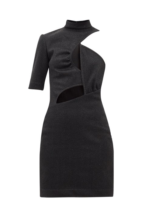 Stella Mccartney - Malisa Cutout Glitter-jersey Mini Dress Black