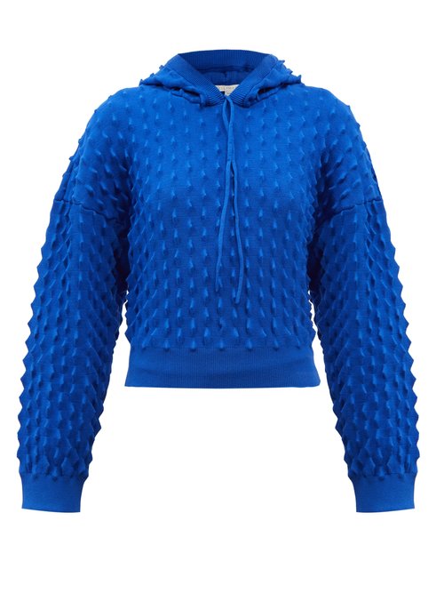 Stella Mccartney - Spiked-knit Hooded Sweatshirt Blue