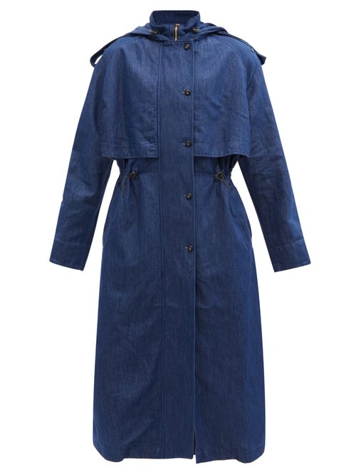 Buy Made In Tomboy - Anouk Hooded Denim Trench Coat Indigo online - shop best Made In Tomboy clothing sales