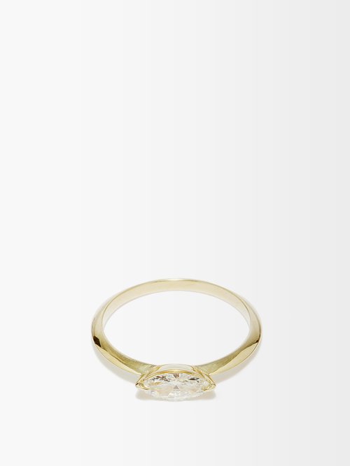 Lizzie Mandler – Knife Edge Diamond & 18kt Gold Ring – Womens – Yellow Gold