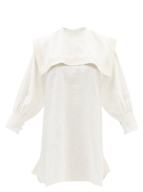 Les Vacances D'irina - Puritan Square-collar Linen Mini Dress White