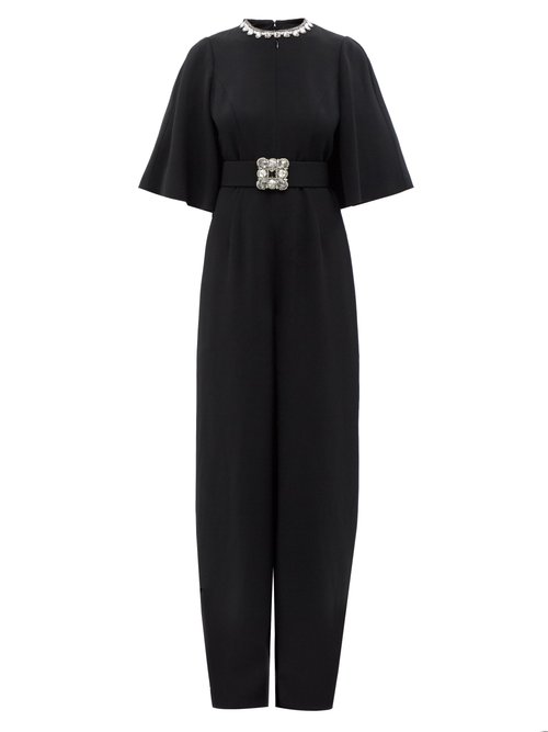 Andrew Gn – Crystal-embellished Crepe Jumpsuit Black