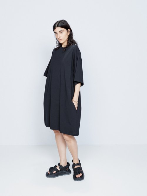 Raey - Recycled-yarn Knee-length T-shirt Dress Black