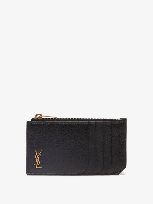 Ysl-plaque Grained-leather Wallet