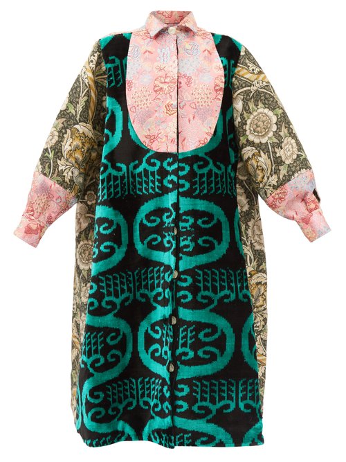 Rianna + Nina - Patchworked Printed Silk And Brocade Coat Multi