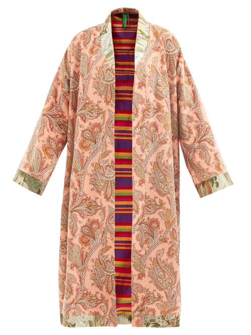 Rianna + Nina - Patchworked Vintage Cotton And Silk Coat Multi