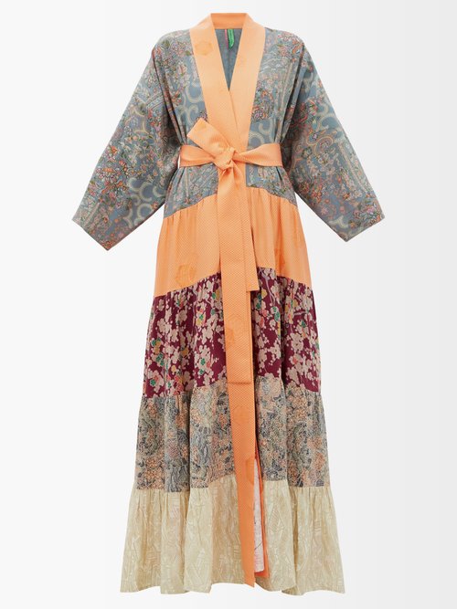 Rianna + Nina - Patchwork Vintage-silk Robe Coat - Womens - Multi