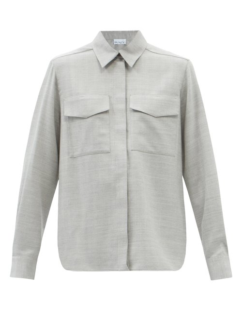Raey - Wool-blend Pocket Front Shirt Grey