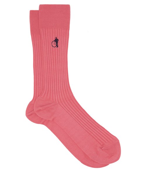 London Sock Company Pink Friday Ribbed Cotton-blend Socks