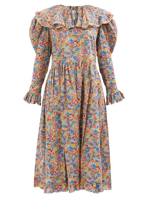 Horror Vacui - Gertrude Floral-print Cotton Midi Dress Multi