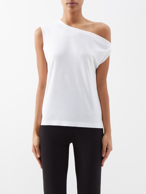 Norma Kamali - Off-the-shoulder Jersey T-shirt White
