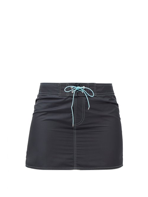 Drawstring-waist Shell Mini Skirt