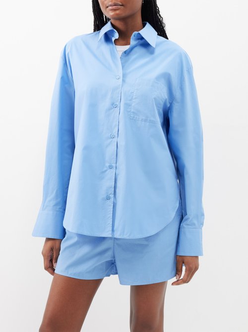 The Frankie Shop - Lui Organic Cotton-poplin Shirt Light Blue