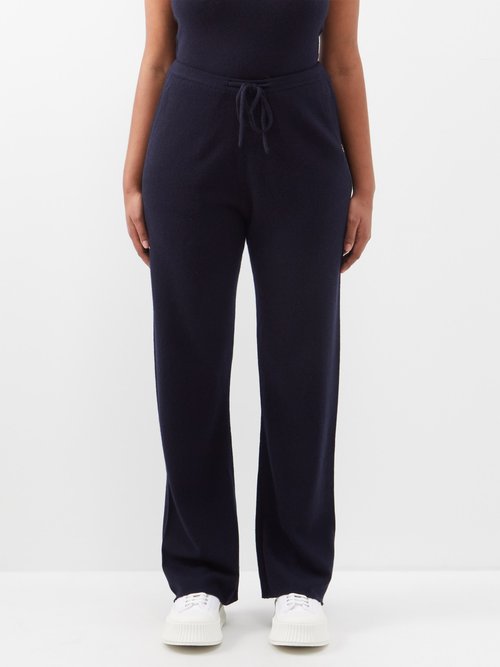 Extreme Cashmere - No.142 Run Stretch-cashmere Wide-leg Track Pants Navy