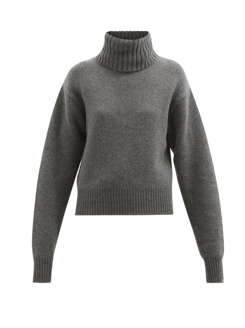 Extreme Cashmere - No. 188 Happy Roll-neck Stretch-cashmere Sweater Dark Grey