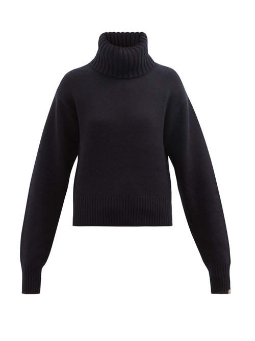 Extreme Cashmere - No.188 Happy Roll-neck Stretch-cashmere Sweater Navy