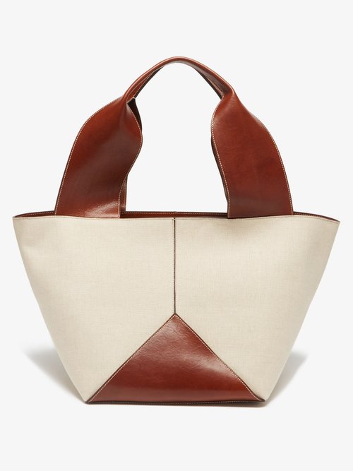 Metier Market Canvas And Leather Tote Bag In White