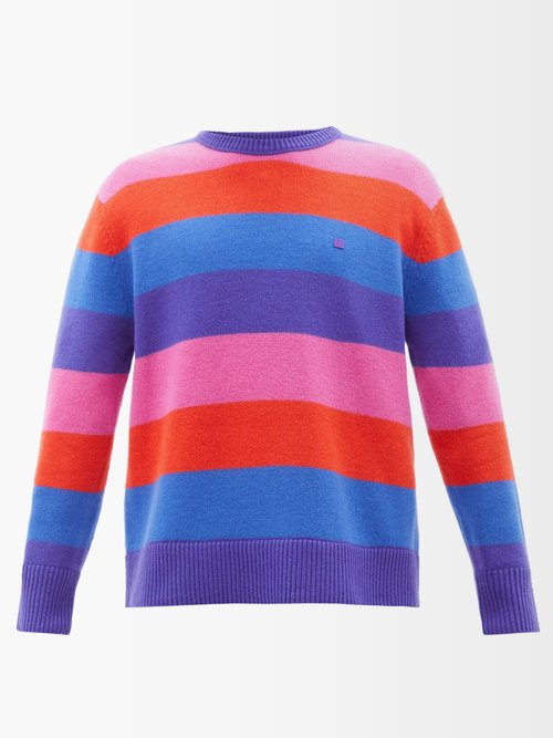 Face-patch Striped Wool Jumper