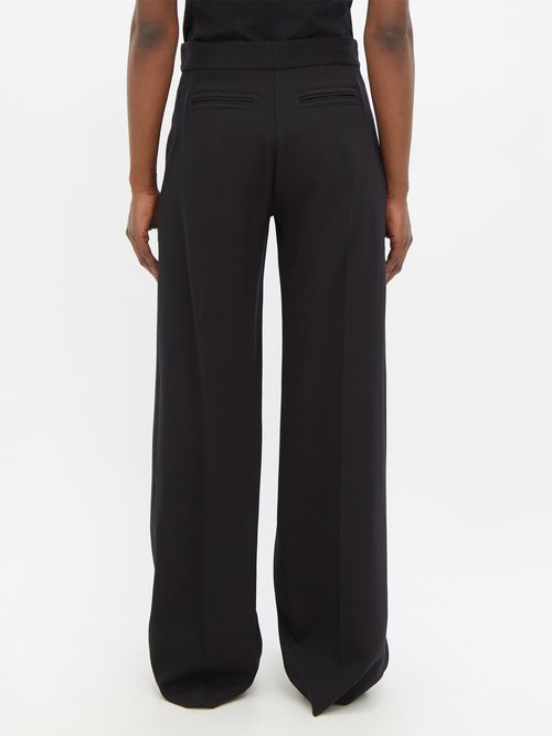 Black Relaxed leg tapered hem leather trouser, Raey