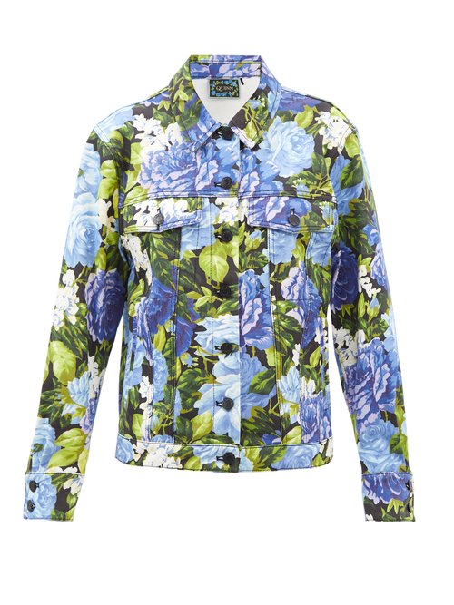 Richard Quinn - Roxy Floral-print Denim Jacket Blue Multi