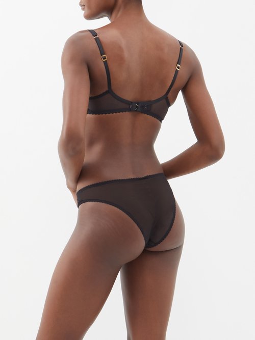 Agent Provocateur Leni Embroidered-lace Underwired Plunge Bra In Black