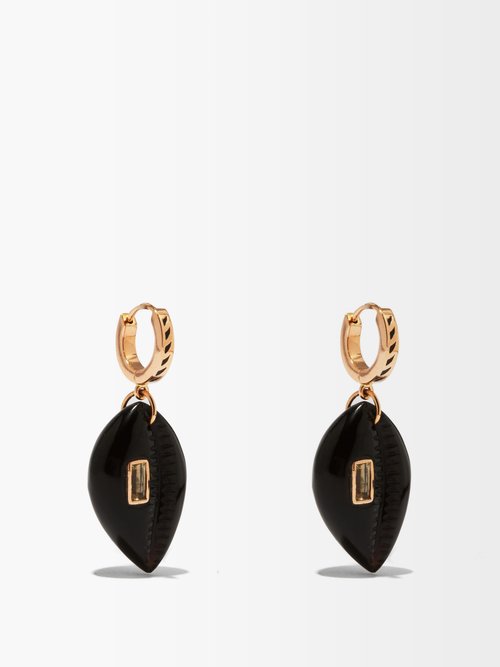 Dezso Onyx, Beryl & 18kt Rose-gold Earrings