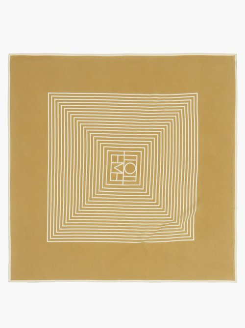 Totême Silk Centered Monogram Scarf - Beige/Off-White