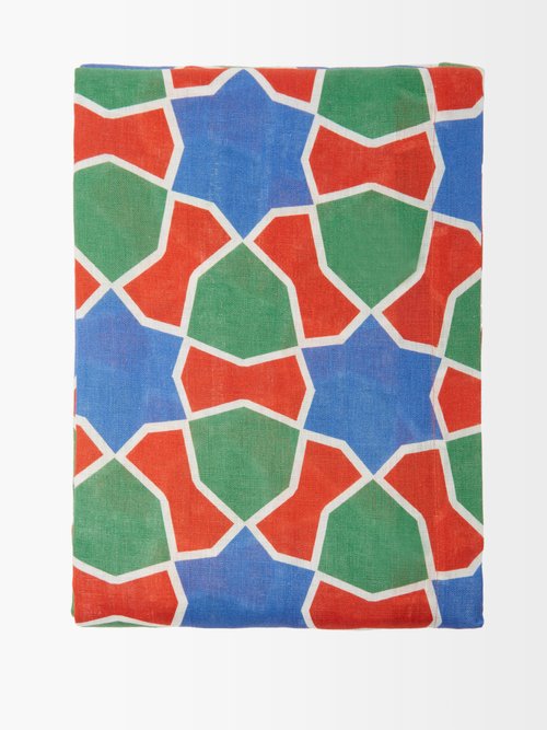 Cabana Magazine Tiles 320cm X 160cm Linen Tablecloth