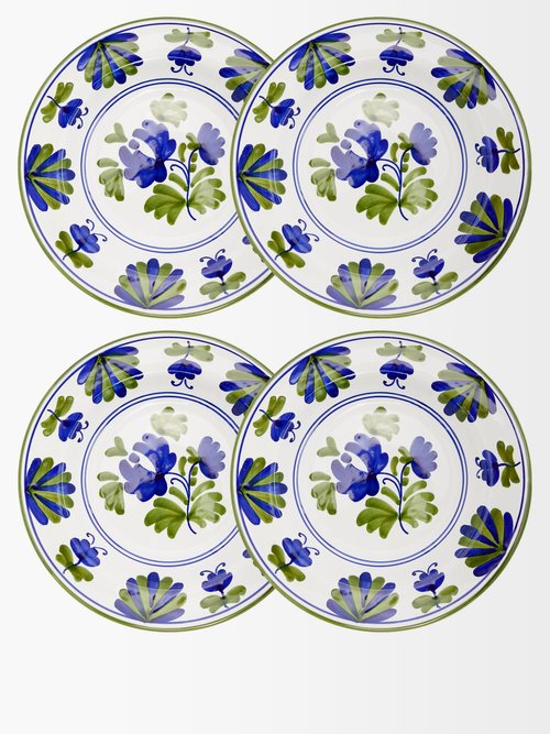 Cabana Magazine Set Of Four Blossom Porcelain Soup Plates