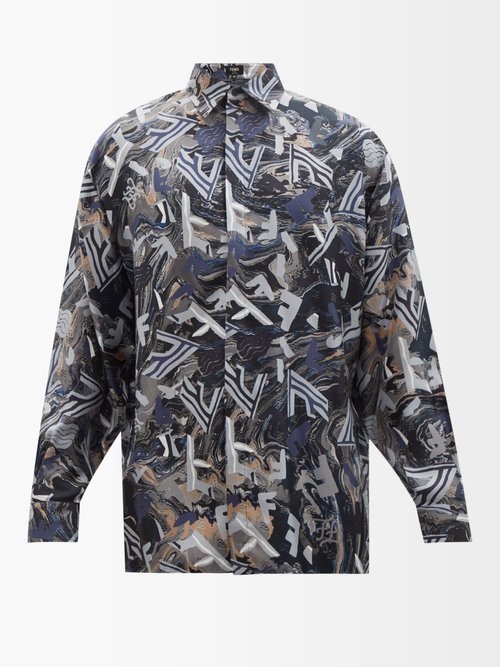 F-print Silk-twill Shirt