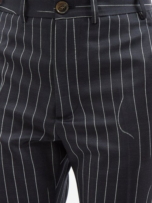 Vivienne Westwood George Broken-pinstripe Wool Trousers In Navy 