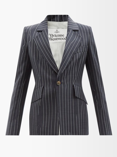 Lou Lou Broken-pinstripe Wool Suit Jacket