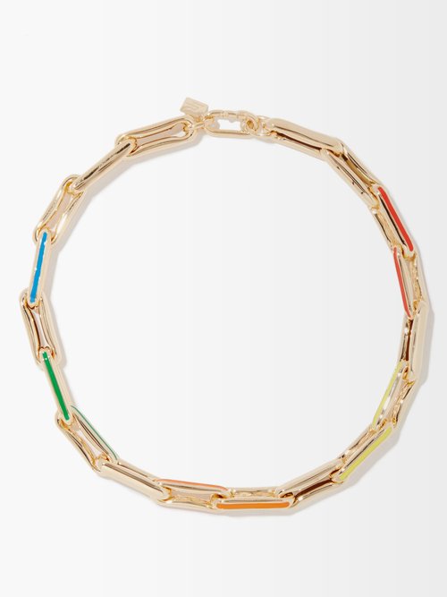 Lauren Rubinski - Enamel & 14kt Gold Link-chain Necklace - Womens ...