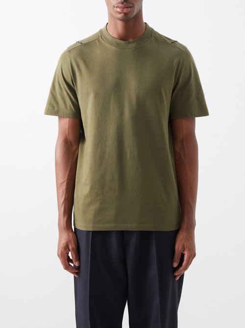 Moncler Logo-patch Panelled Cotton-jersey T-shirt