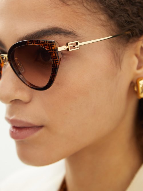 Brown FF-monogram cat-eye acetate sunglasses