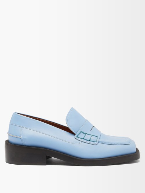 Ganni Square-toe Leather Penny Loafers