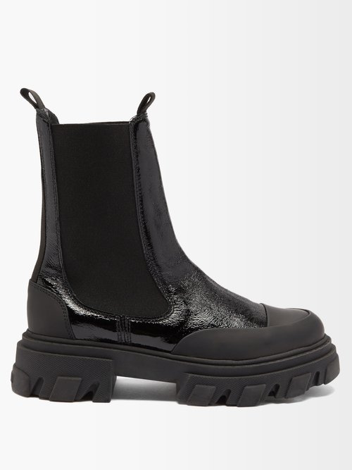 Tread-sole Patent-leather Chelsea Boots
