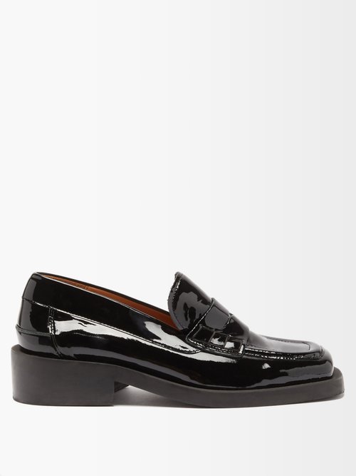Ganni Patent-leather Penny Loafers