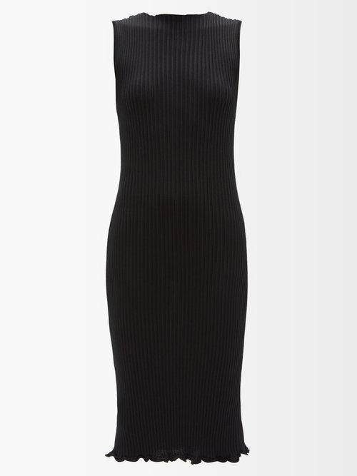 Mm6 Maison Margiela – Keyhole Ribbed-cotton Midi Dress Black