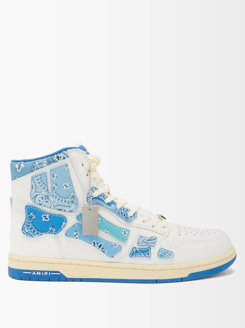Skel Top Bandana-print Leather High-top Trainers
