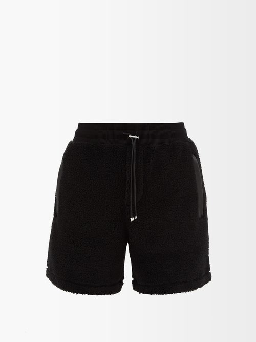 Leather-trimmed Fleece Shorts
